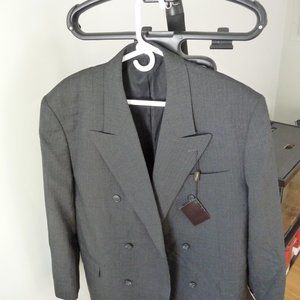 UOMO ELEGANT  NEW ITALIAN  DESIGN men's  wool blend dark grey blazer size 42 R